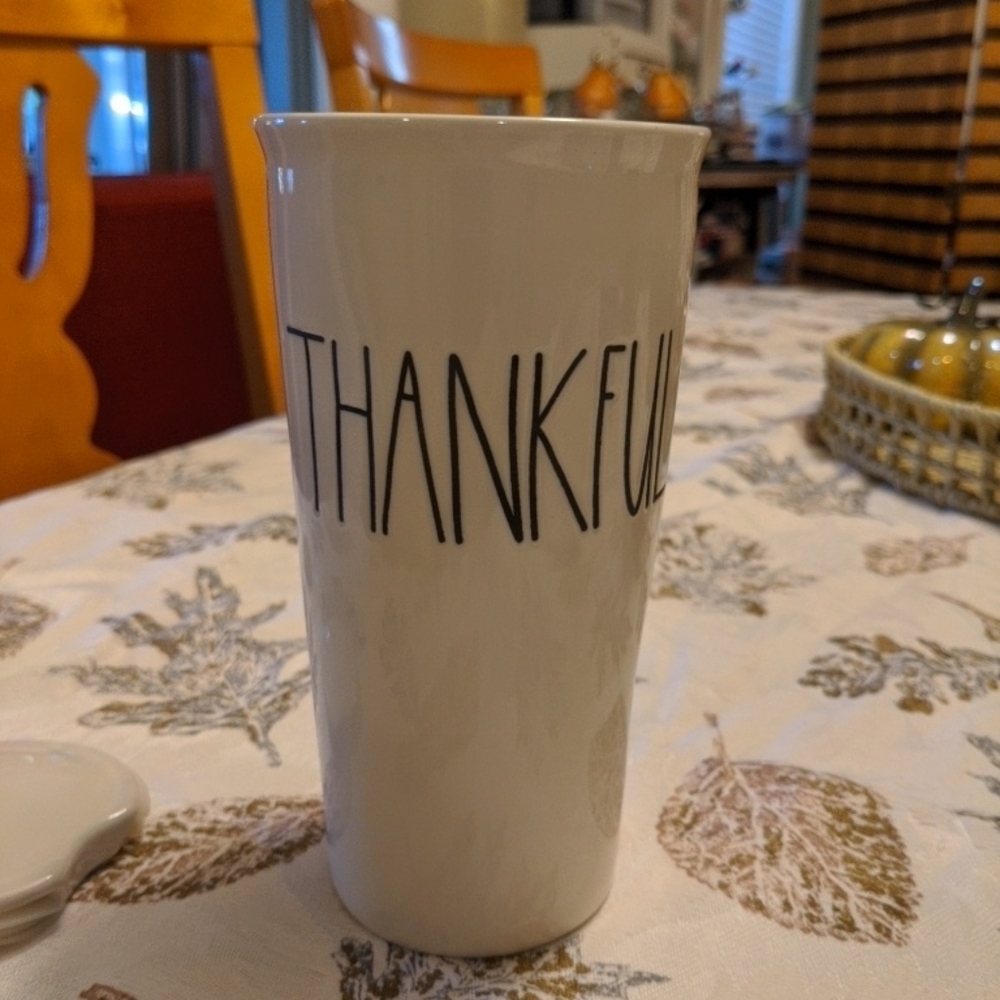 Rae Dunn Thankful Ceramic Travel Mug